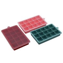 Silicone ice tray food grade DIY household ice making box 15 grid square with lid silicone ice cube mold wholesale