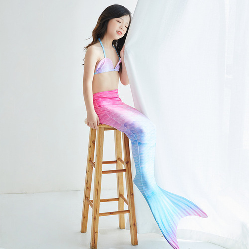 European and American Foreign Trade Children's Mermaid Tail Swimsuit Baby Swimming Suit with Fins Included Girls' Performance Costume Quick-Drying