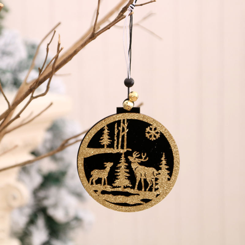 Adornos navideños árbol de Navidad colgante de alta gama de madera hueco tridimensional pequeño colgante hotel centro comercial ventana puerta colgante