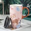 Cartoon ceramics, capacious coffee high quality cup with glass for beloved