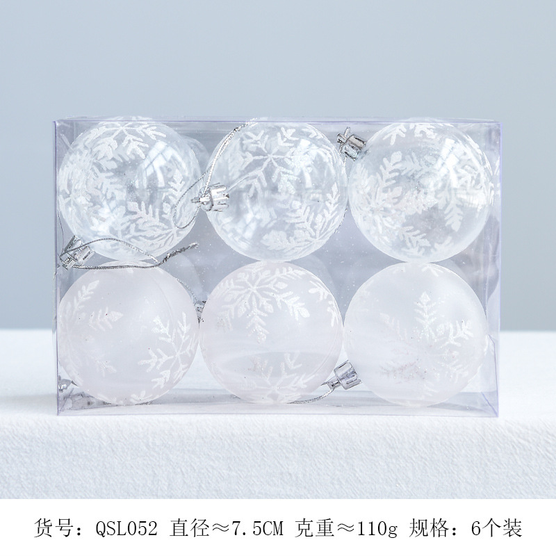 Hong Kong Heng 5,5 cm transparente copo de nieve BOLA DE Navidad árbol de Navidad decoración colgante colorido Bola 6 Paquete de diseño de decoración de Navidad