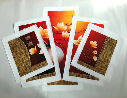 Modern simple five-piece three-color night scene city spray painting creative sofa background wall decoration painting hanging painting oil painting