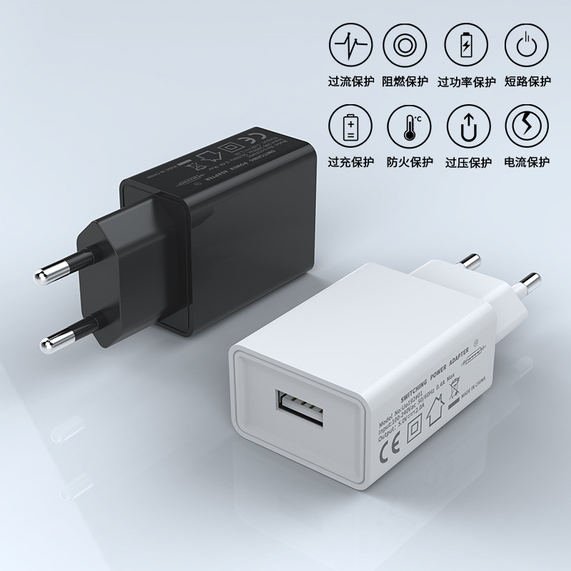 Fábrica al por mayor certificado CE cargador estándar europeo 5v2a adaptador de corriente enchufe estándar europeo USB cabeza de carga del teléfono móvil