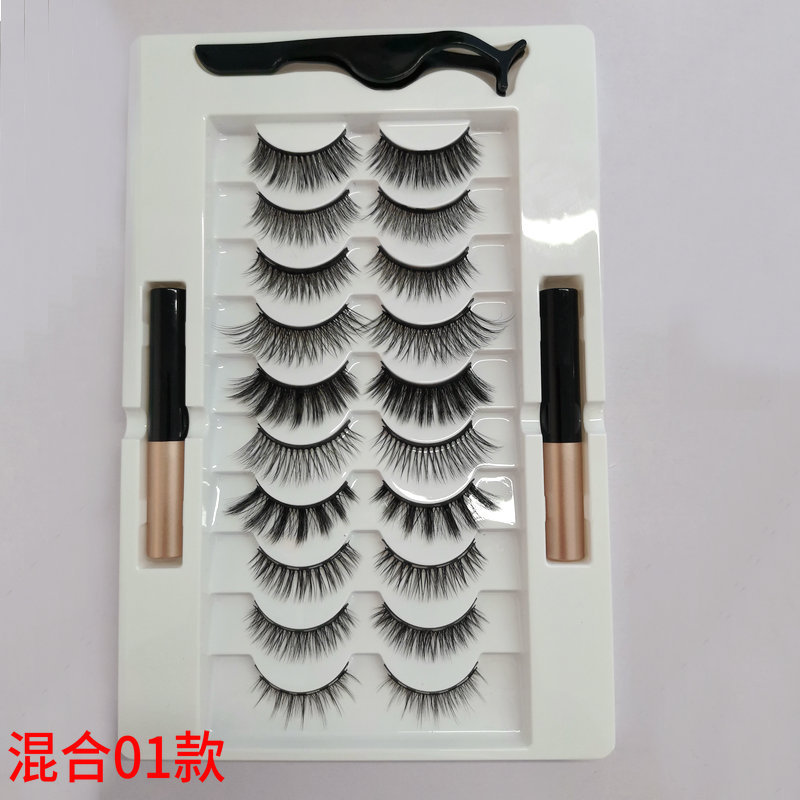 10 pares de pestañas falsas de succión magnética mixta pestañas de imán de traje sin pegamento pestañas magnéticas naturales de simulación gruesa