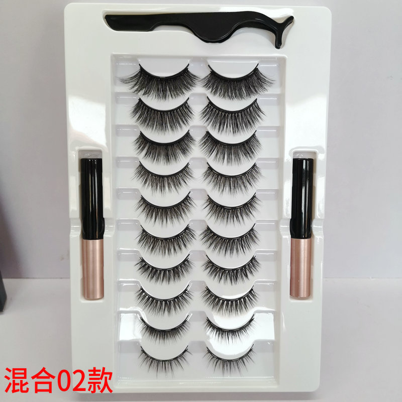 10 pares de pestañas falsas de succión magnética mixta pestañas de imán de traje sin pegamento pestañas magnéticas naturales de simulación gruesa