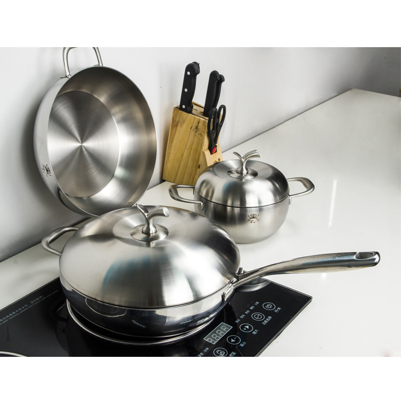 Conjunto de cocina sin recubrimiento y poco humo de aceite para mangas de titanio puro Kang
