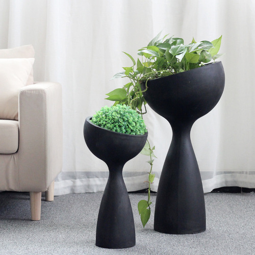 Personalized and creative Nordic flowerpots, column-shaped flower stands, villa living room green plants, floor-standing flower table decoration ornaments