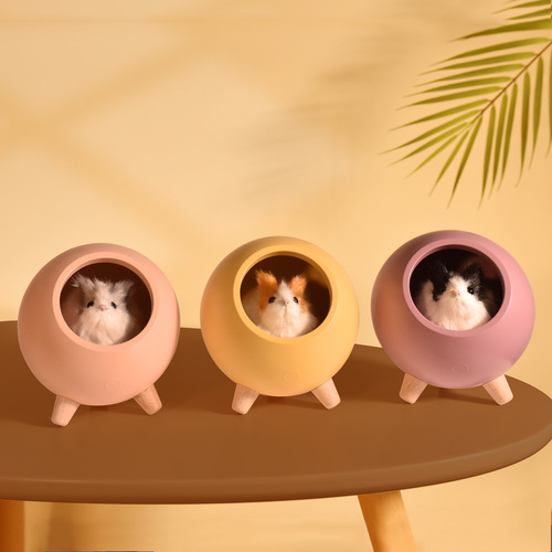 Creative Cute Cat Pet House Night Light Cute Kitten Bedside Sleeping Lamp USB Rechargeable LED Atmosphere Light