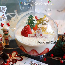 圣诞慕斯球蛋糕空心球手提透明圆形水晶球波奇饭沙拉硬塑包装盒