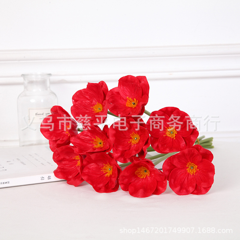 Simulación transfronteriza pu mini flor de amapola artificial flor falsa Yumeiren ramo hogar decoración de la boda flor artificial fábrica