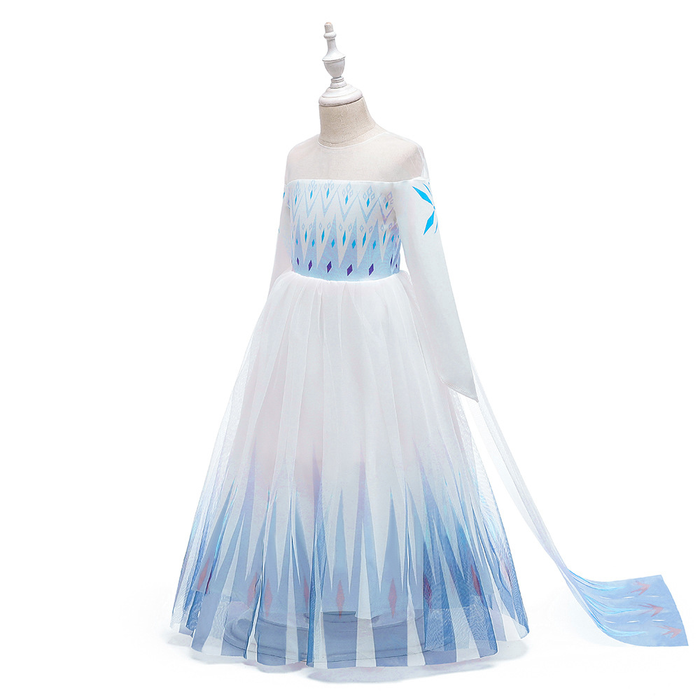 Frozen 2 niños manga larga Aisha vestido malla cola hinchada Aisha princesa vestido de niña de las flores traje