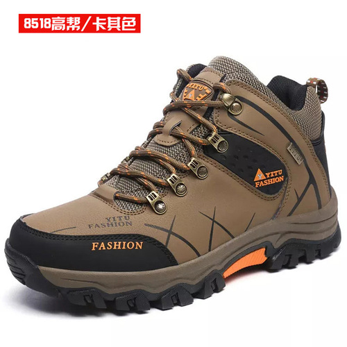 New outdoor hiking men's travel shoes, sports and leisure running autumn and winter men's shoes, warm and velvet high-top outdoor shoes