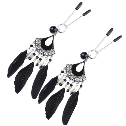 Erotic teasing nipple clips, metal fan-shaped feathers, SM nipple punishment and training, adult products for men and women, flirting and training