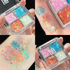 DIKALU four-color sequined eyeshadow cream, domestic makeup, shiny glitter powder, pearlescent wet 4-color eyeshadow palette, stage makeup