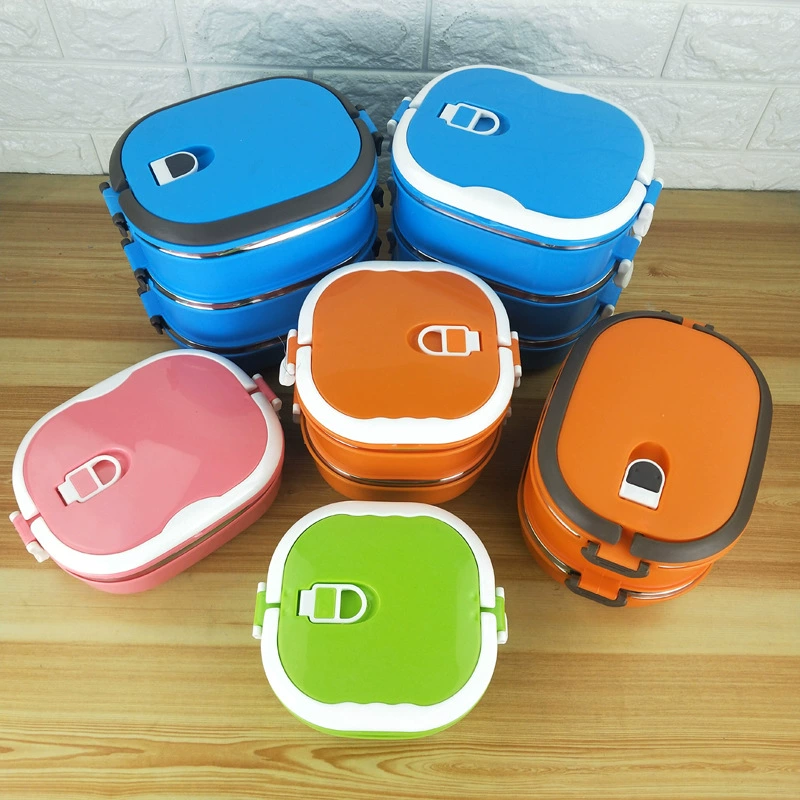Оптовая квадратная нержавеющая сталь ланч бокс с двойной изоляцией ланч бокс студенты офисные работники цвет многослойный отсек ланч бокс