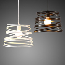 北欧餐厅吊灯鸟笼铁艺吊灯三头现代简约弹簧片酒吧台雕花镂空吊灯