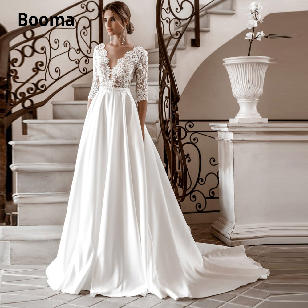 Main Wedding Dress 2025 New Summer Bride High Collar Mid-Sleeve Lace Slim Tail Luxury A-Line Wedding Dress