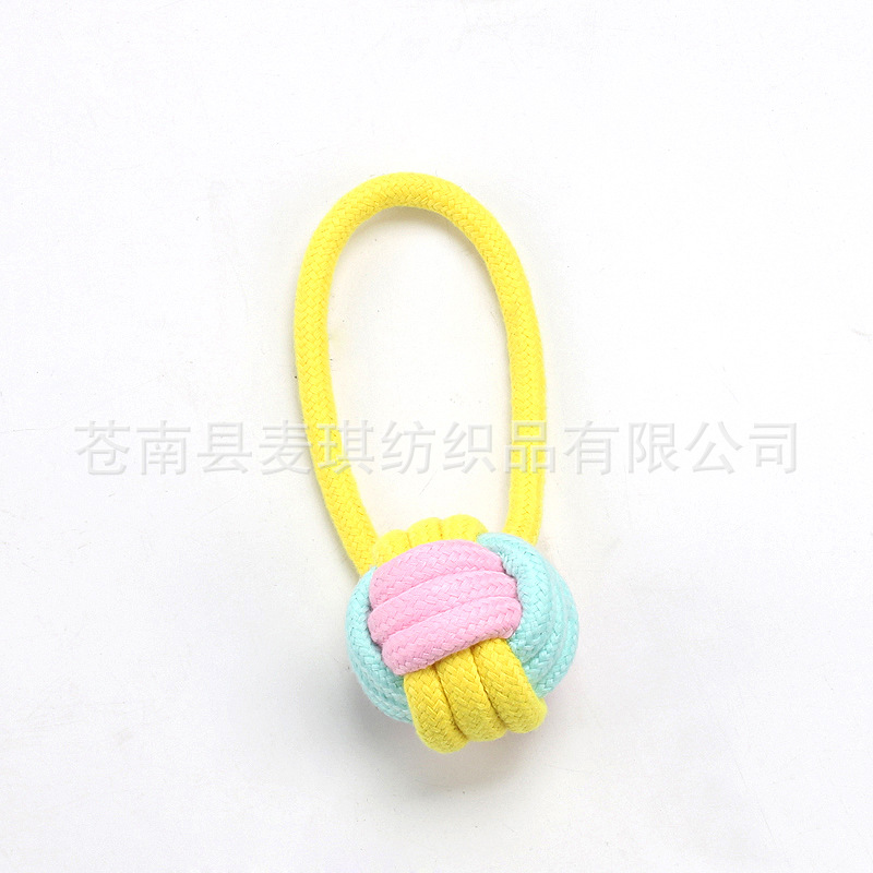Suministros populares de juguetes para mascotas japoneses y coreanos, juego de juguetes duraderos para perros resistentes a las mordidas, juguete de pelota con nudo de cuerda para cachorros.