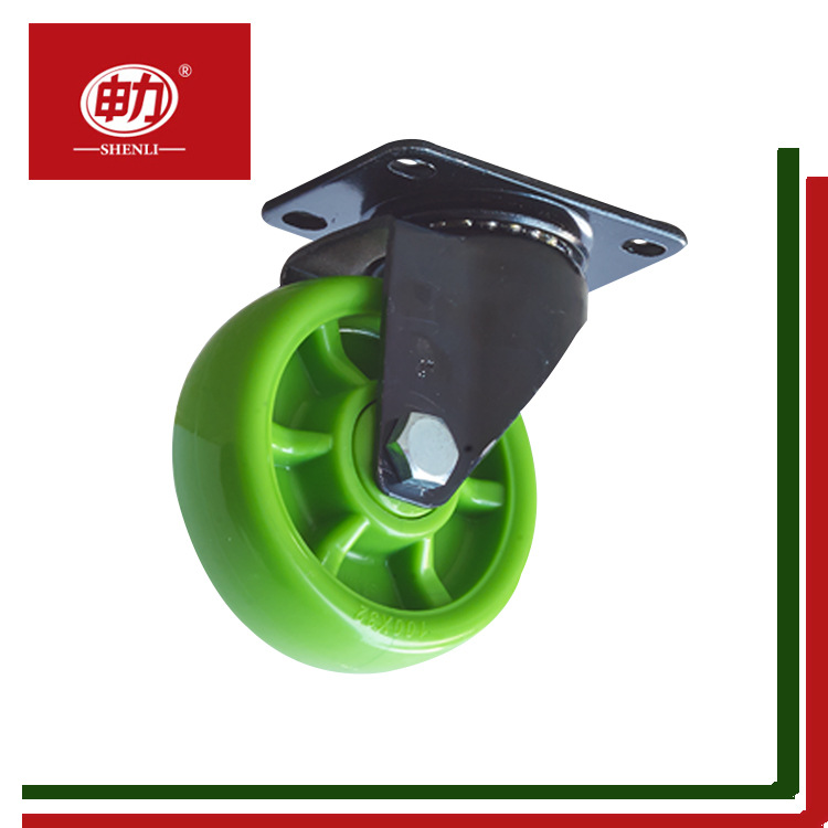 3/4/5寸绿色尼龙双轴承重万向轮加重型工业脚轮平板手推车定向轮