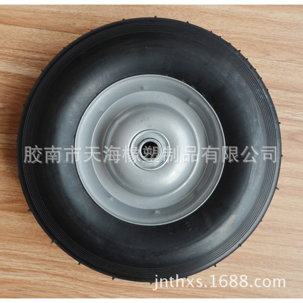 10x2.75不充气的空心直纹橡胶轮子配灰铁轮辐