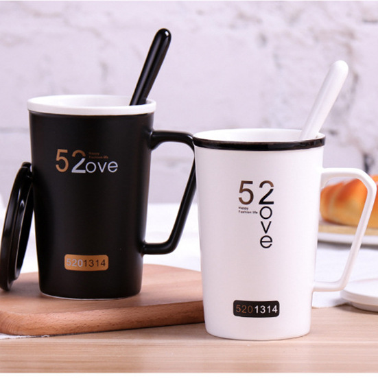 Creativo oro real 520 amor alta taza blanco y negro par simple Oficina leche café