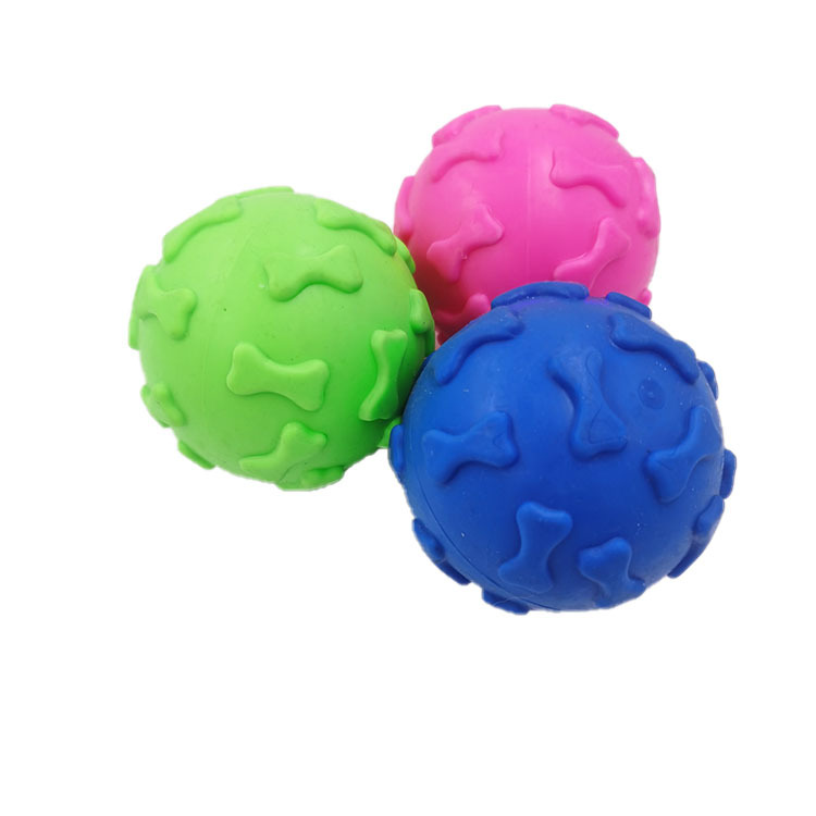 Pet TPR Bola de hueso de goma de juguete perro molar mordedura resistente a la fábrica de bolas de juguete de sonido en stock al por mayor