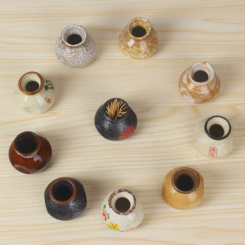 Underglaze color hand -painted Japanese -style cloth bag toothpick desktop hydrophilic flower insert hotel restaurant cooking dry curling