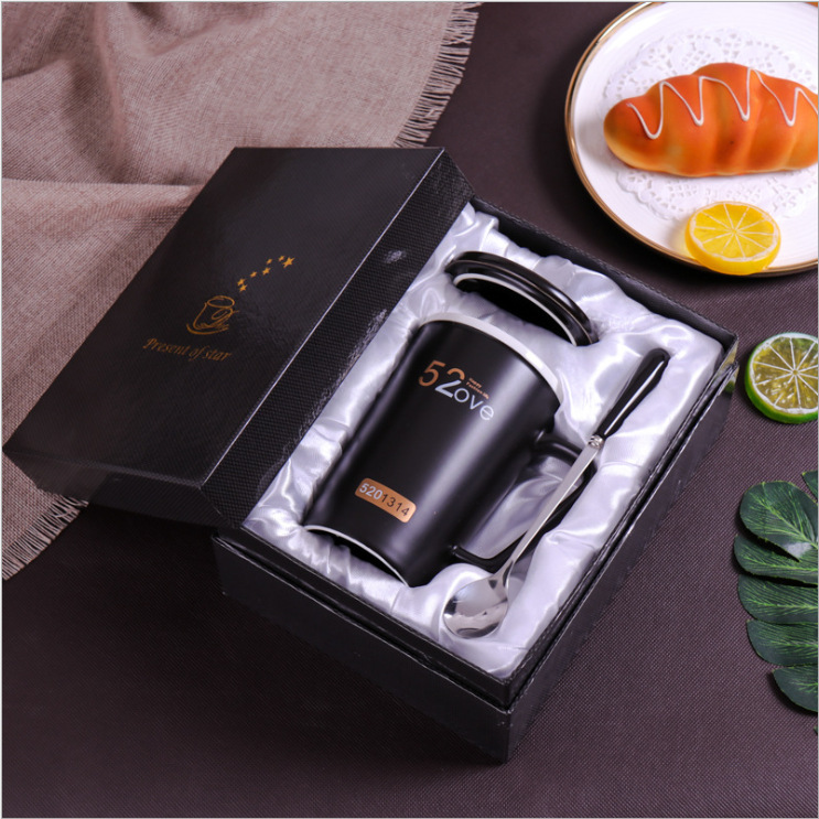 Creativo oro real 520 amor alta taza blanco y negro par simple Oficina leche café