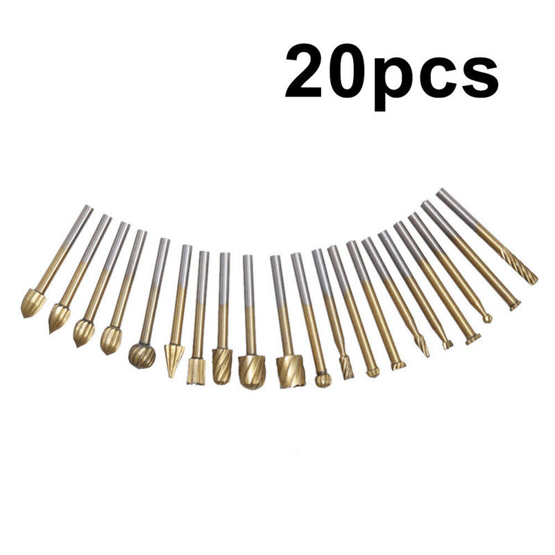 20PC de acero de alta velocidad de carpintería archivo rotativo carpintería fresadora talla de madera de acero de alta velocidad carpintería pequeño archivo rotativo