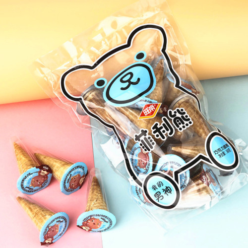 Wangdi New Product Phil Bear Chocolate Filled Crispy Cone Bagged Ice Cream Crispy Cone Children's Biscuit Snack