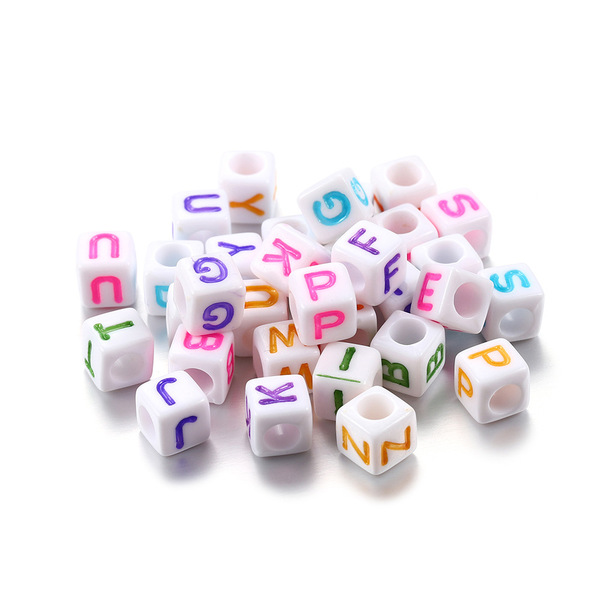 Acrylic square beads with letters