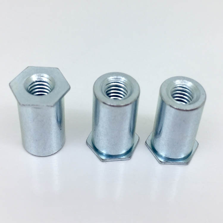 厂家批发SO-032-12蓝锌通孔型螺柱 压铆螺母柱m4通孔圆螺母柱