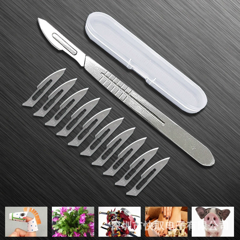 Лезвие № 11/23 Нержавеющая Сталь Рукоятка Ветеринарная хирургия Нож Мобильный телефон пленка Резка нож острые лезвия