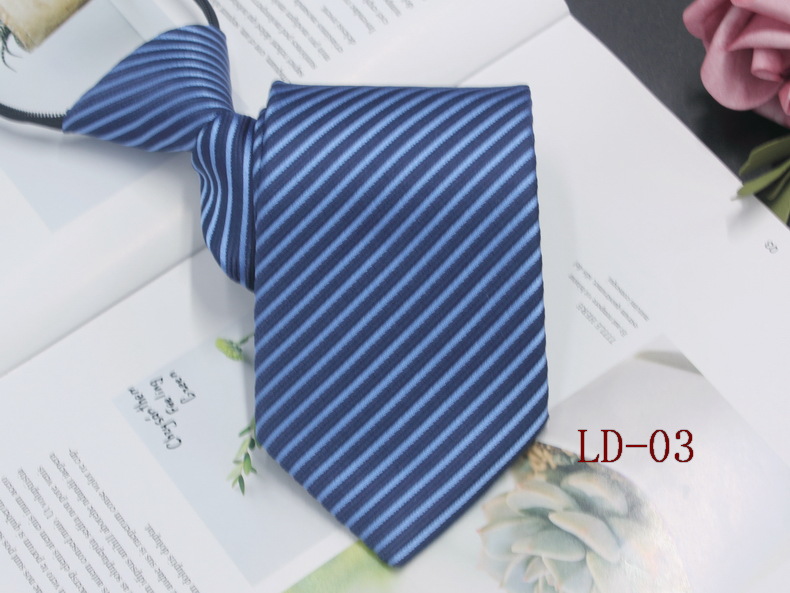 Men's Zipper Tie Formal Business 8cm Lazy Easy Pull Bride Wedding Tie Red and Black Stripes in Stock