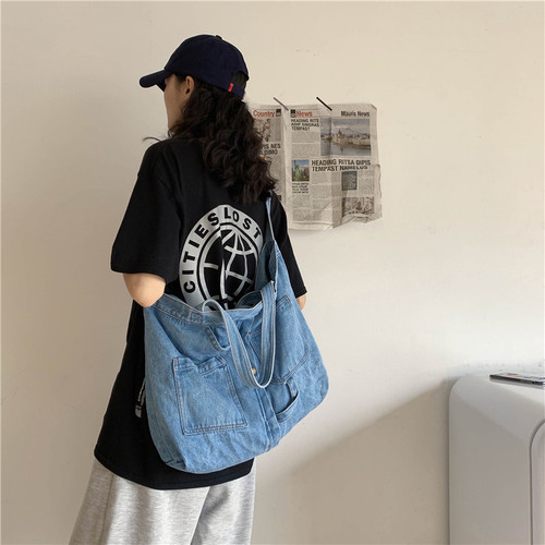 Jeans Fabric Unisex Crossbody Bag 2024 Spring New Item Korean Style Casual Versatile Large Capacity Shoulder Bag Wholesale