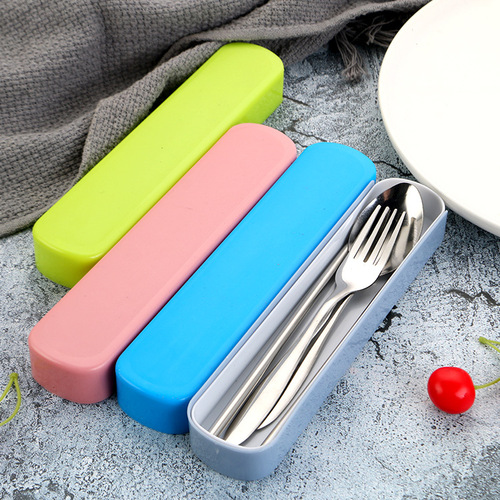 Factory Stainless Steel Tableware Set Student Outdoor Tableware Three-Piece Set Fork Chopsticks Spoon Set with LOGO