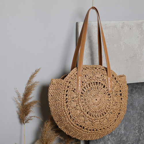 Drop shipping manufacturer 2024 new fashion straw bag shoulder bag for women beach vacation bag large capacity tote bag