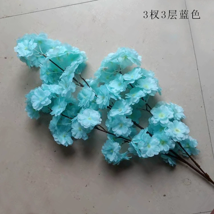 Artificial cherry blossom branches, 3–4 branches, multi‑layer realistic blossoms, wedding and event decor
