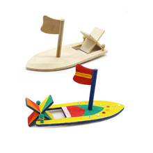 木质帆船白坯模型 儿童绘画DIY木质帆船材料包 彩绘涂色木轮船