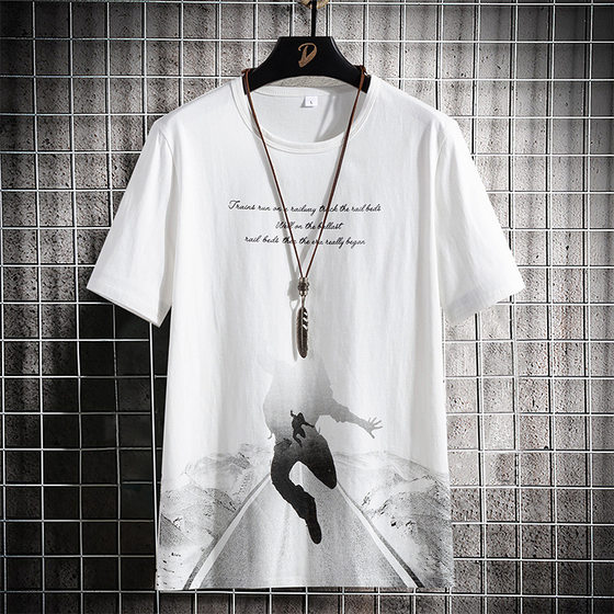 2023 Summer New Short-sleeved T-shirt Men's Crew Neck Casual Half-sleeved Base Shirt Trendy Brand Top T-shirt Cotton Men's