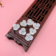 Shell 3D Triangle Bowl with 10MM Freshwater Pearl Three-Petal Flower DIY Earring Shell Accessory