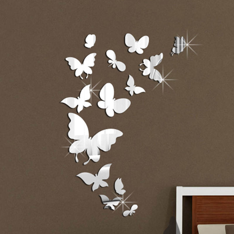 Cartoon 3d Acrylic Wall Stickers Children's Room School Living Room TV Background Wall 14 Butterfly Mirror Wall Stickers