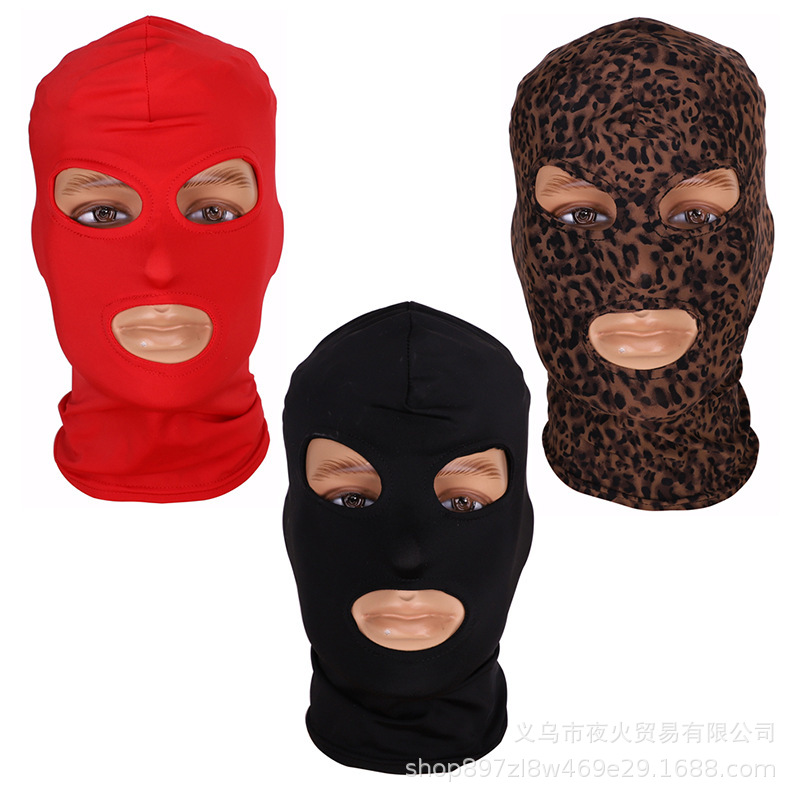 Productos adultos del sexo rojo sombrero negro máscara cubierta completa cara expuesta boca ojo tela de poliéster