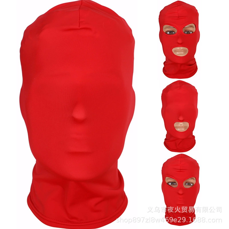 Adult polyester hood mask, multiple colors, full‑cover or eye/mouth openings