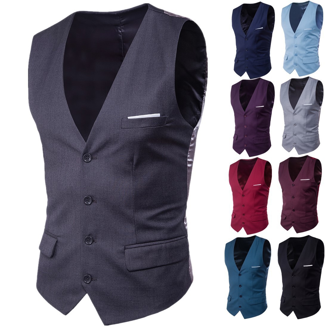 Marca de propiedad propia de los hombres de tamaño Delgado estilo coreano Chaleco de color sólido mejor hombre chaleco XF001 chaleco