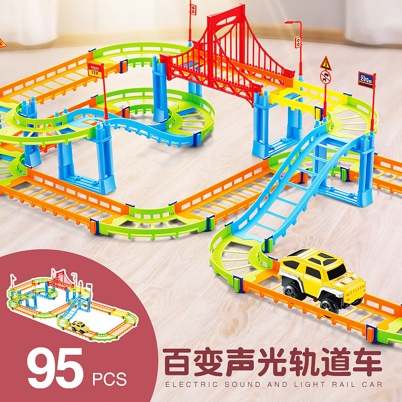 Weijia children's assembled rail car toys electric DIY high-speed track train car toys wholesale