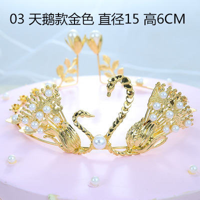 Esmerilado perla corona flor pastel decoración rojo blanco aleación princesa redondo ramo floral material