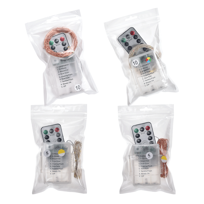 Luces de cadena de control remoto 8 funciones 3AA caja de batería de control remoto cable de cobre luces de cadena de camping luces decorativas de Navidad luces de colores luces de cadena led