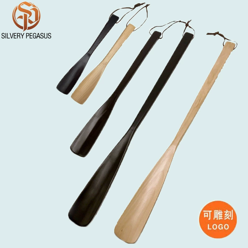 Длинный ленивый Съемник обуви из цельного дерева Лотос Деревянный нескользящий рычаг для обуви со шнурком из воловьей кожи Деревянный съемник для обуви