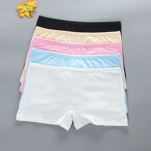 Girls' underwear boxer leg pants 15 solid color bottoming student Japanese four-corner breathable high school student pure cotton summer